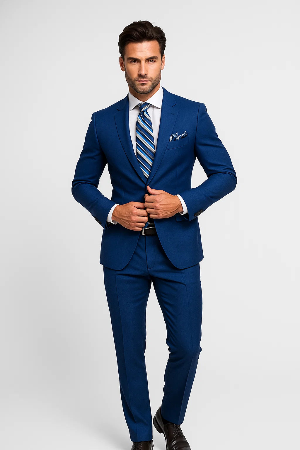 Mens Big and Tall Linen Suits - Indigo ~ Cobalt Blue ~ Teal New Blue Summer Fabric Suit - 38 Short Jacket+32 Waist Adjustable 28to34)(Height: 5’4”to5’7”)(Neck 15-16.5)S-M)ggg