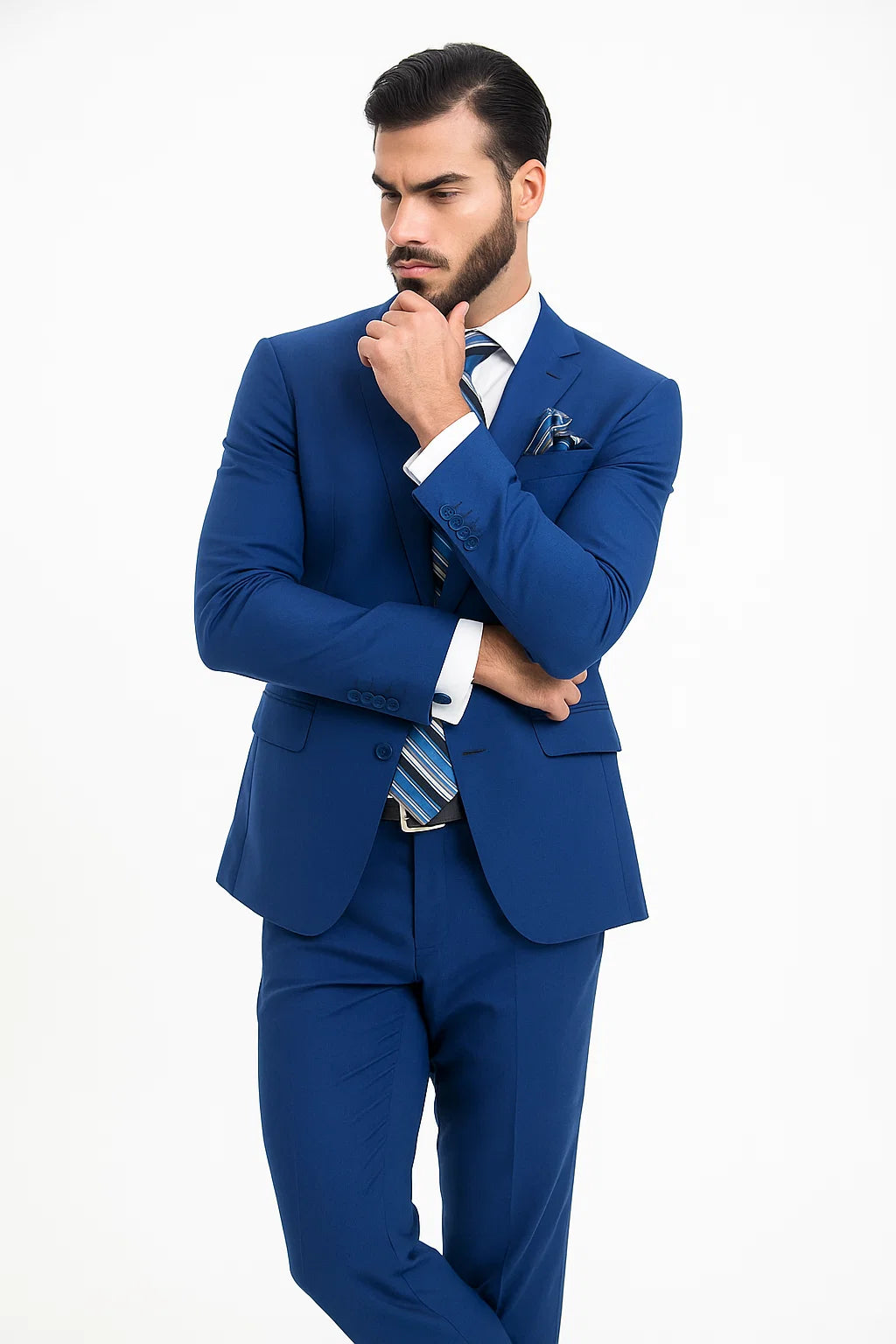 Mens Big and Tall Linen Suits - Indigo ~ Cobalt Blue ~ Teal New Blue Summer Fabric Suit - 38 Short Jacket+32 Waist Adjustable 28to34)(Height: 5’4”to5’7”)(Neck 15-16.5)S-M)ggg