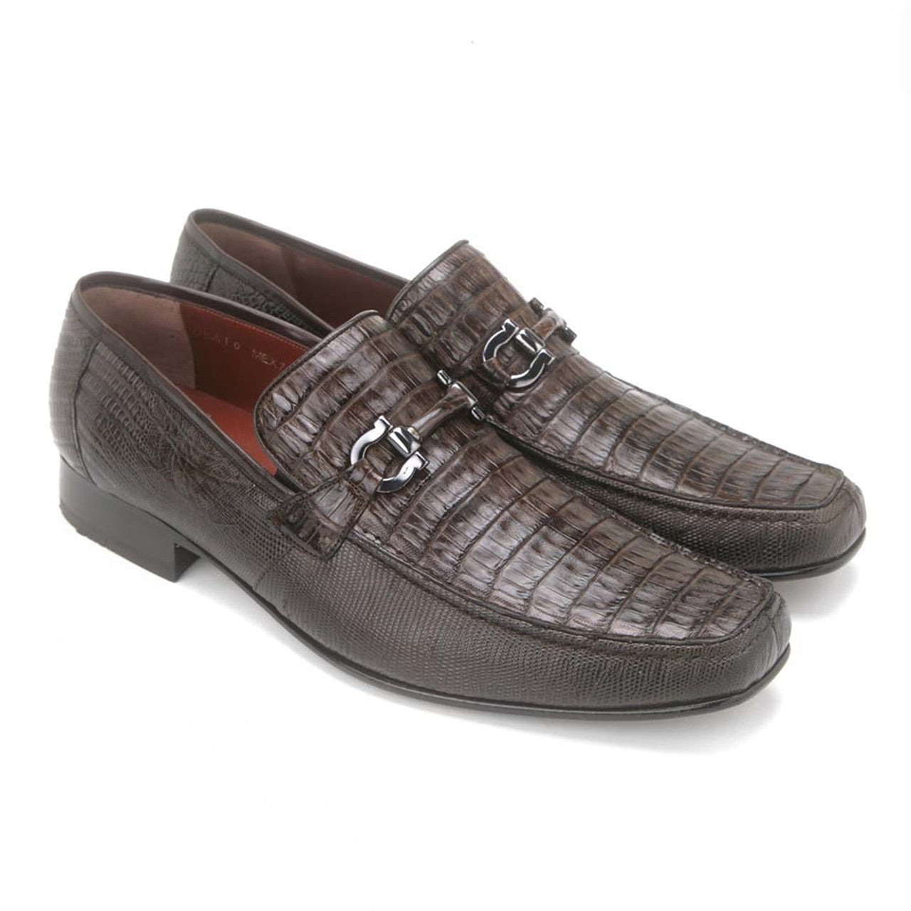 Los Altos Brown Caiman Belly & Lizard Loafers - 8.5