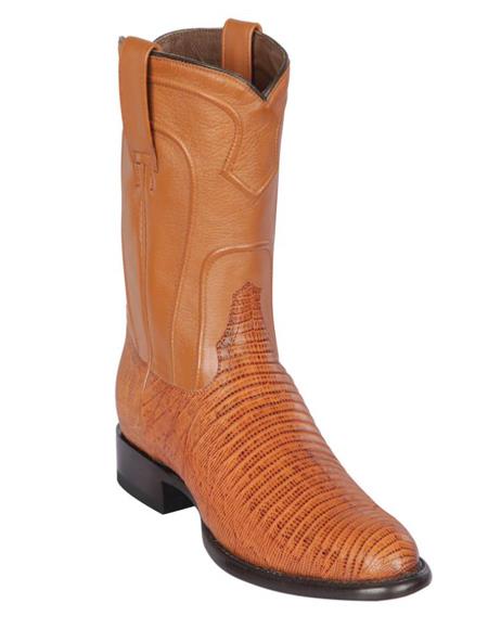 Los Altos Boots Men's Lizard Teju Roper Western Boots Antique Saddle - 6.0 Standard / D / Medium