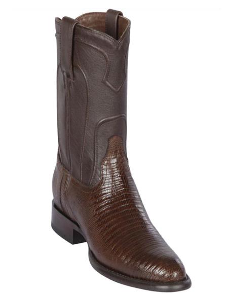 Los Altos Boots Men's Lizard Teju Roper Western Boots Brown - 6.0 Standard / D / Medium