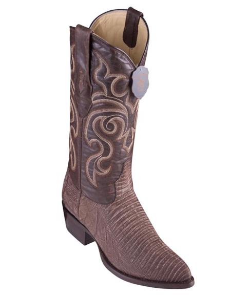Los Altos Boots Lizard Teju Sanded Brown Cowboy Boots J-Toe - 6.0 Standard / D / Medium