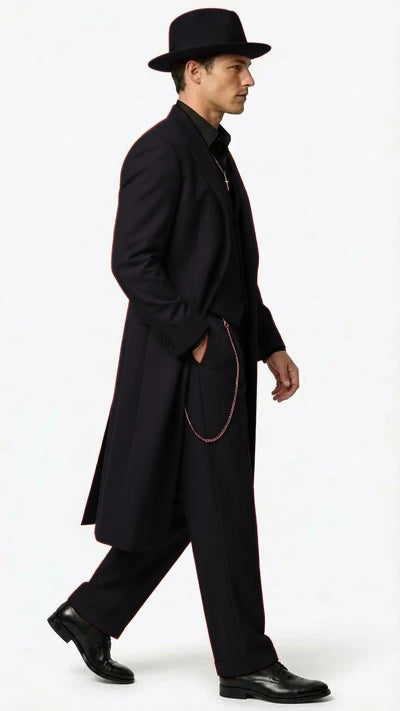 Mens 1920s Burgundy Zoot Suit Long Mafia Gangster Three-Piece Vintage Outfit Zuit Pachuco Style