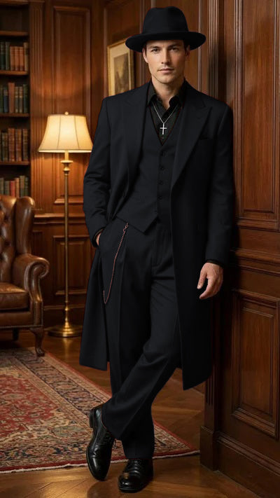 Mens 1920s Burgundy Zoot Suit Long Mafia Gangster Three-Piece Vintage Outfit Zuit Pachuco Style