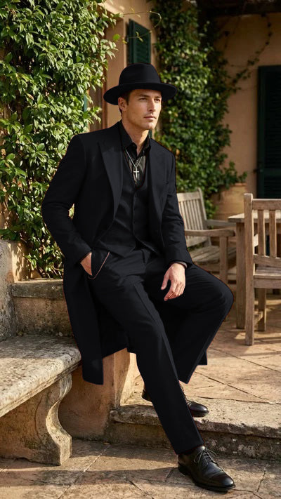 Mens 1920s Burgundy Zoot Suit Long Mafia Gangster Three-Piece Vintage Outfit Zuit Pachuco Style