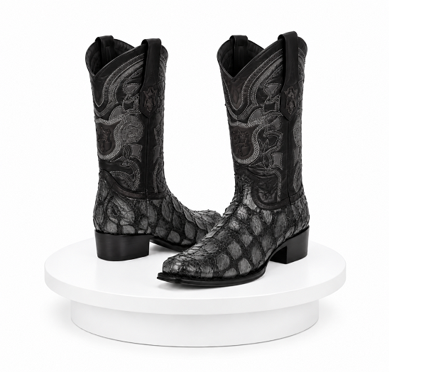 Los Altos Pirarucu Gray & Black European Square Toe Mens Boot