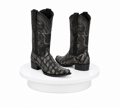 Los Altos Pirarucu Gray & Black European Square Toe Mens Boot