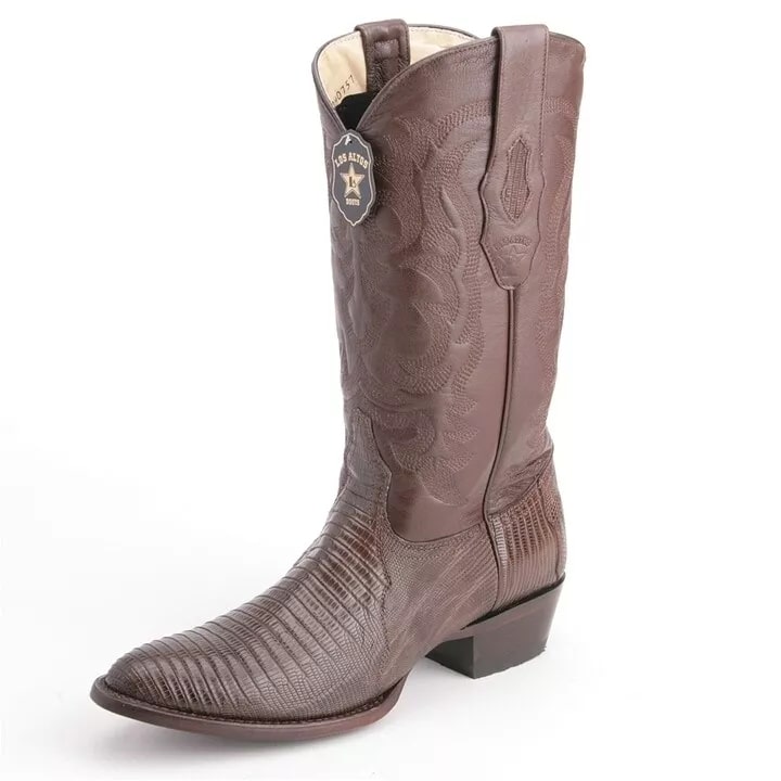 Los Altos Brown Snip Toe Boots Genuine Teju Lizard Skin - 8