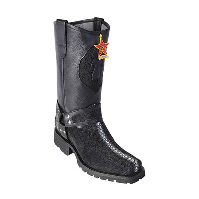 Los Altos Full Rowstone Black Stingray Mens Biker Boots