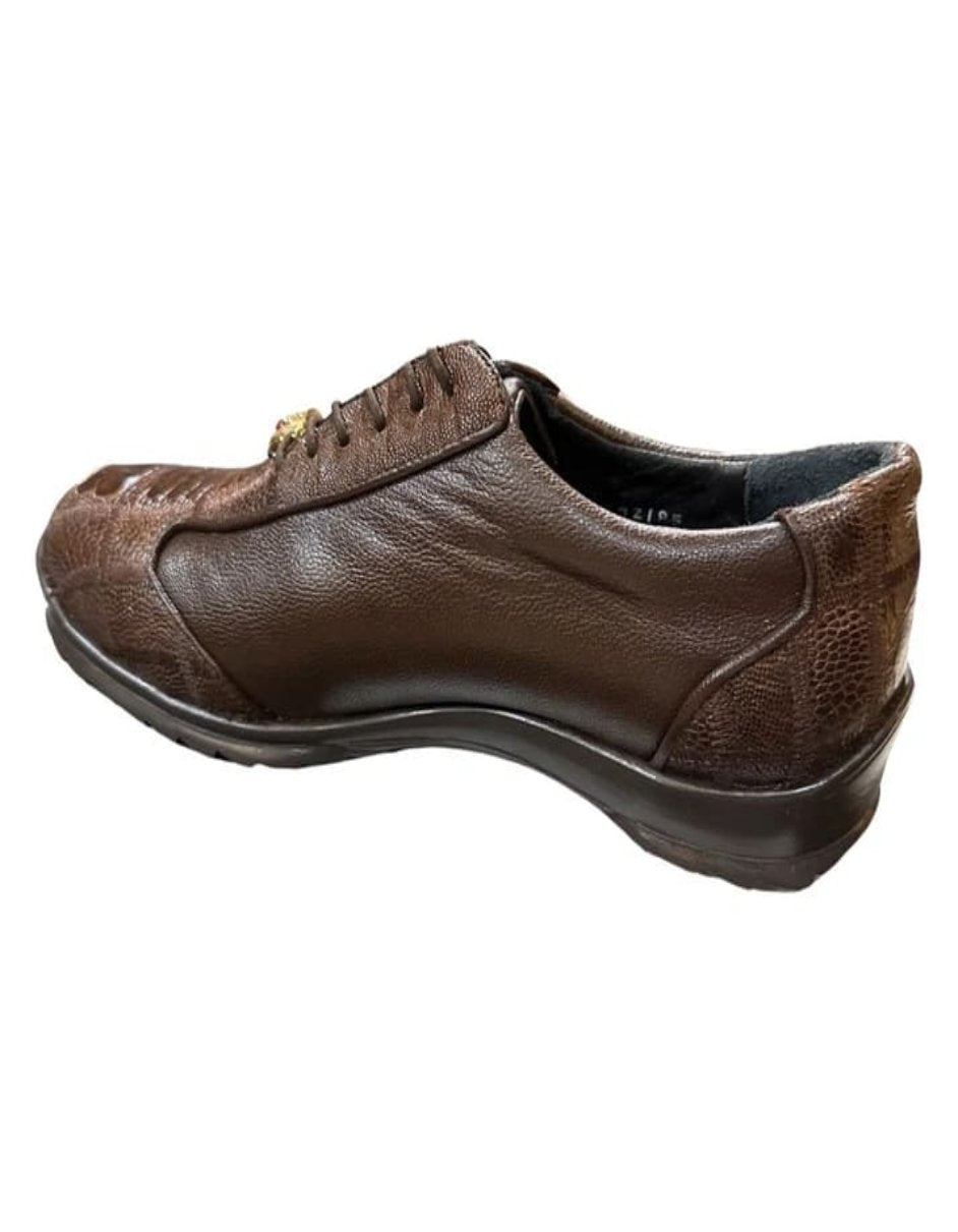 Los Altos Brown Ostrich Leg Lace Up Sneakers - 8