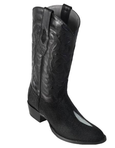 Los Altos Boots Single Stone Stingray R-Toe Black Cowboy Botas De Mantarraya - Mantarraya Boots - 6.0 Standard / D / Medium