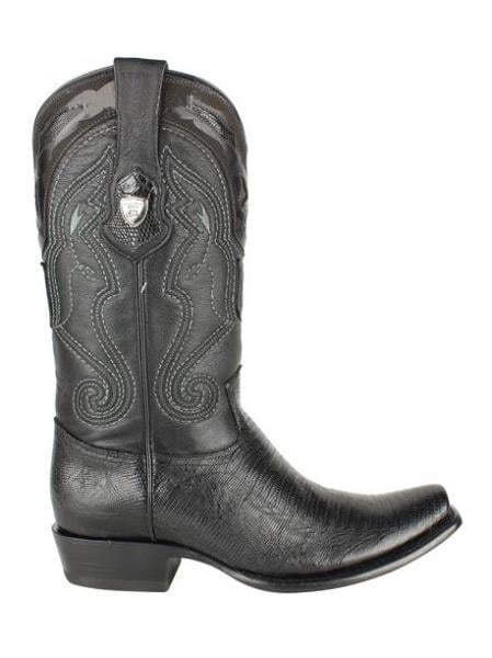 Men's Black Wild West Dubai Square Toe Genuine Teju Lizard Leather Dress Cowboy Boot Cheap Priced For Sale Online - 6.5 Standard / D / Medium