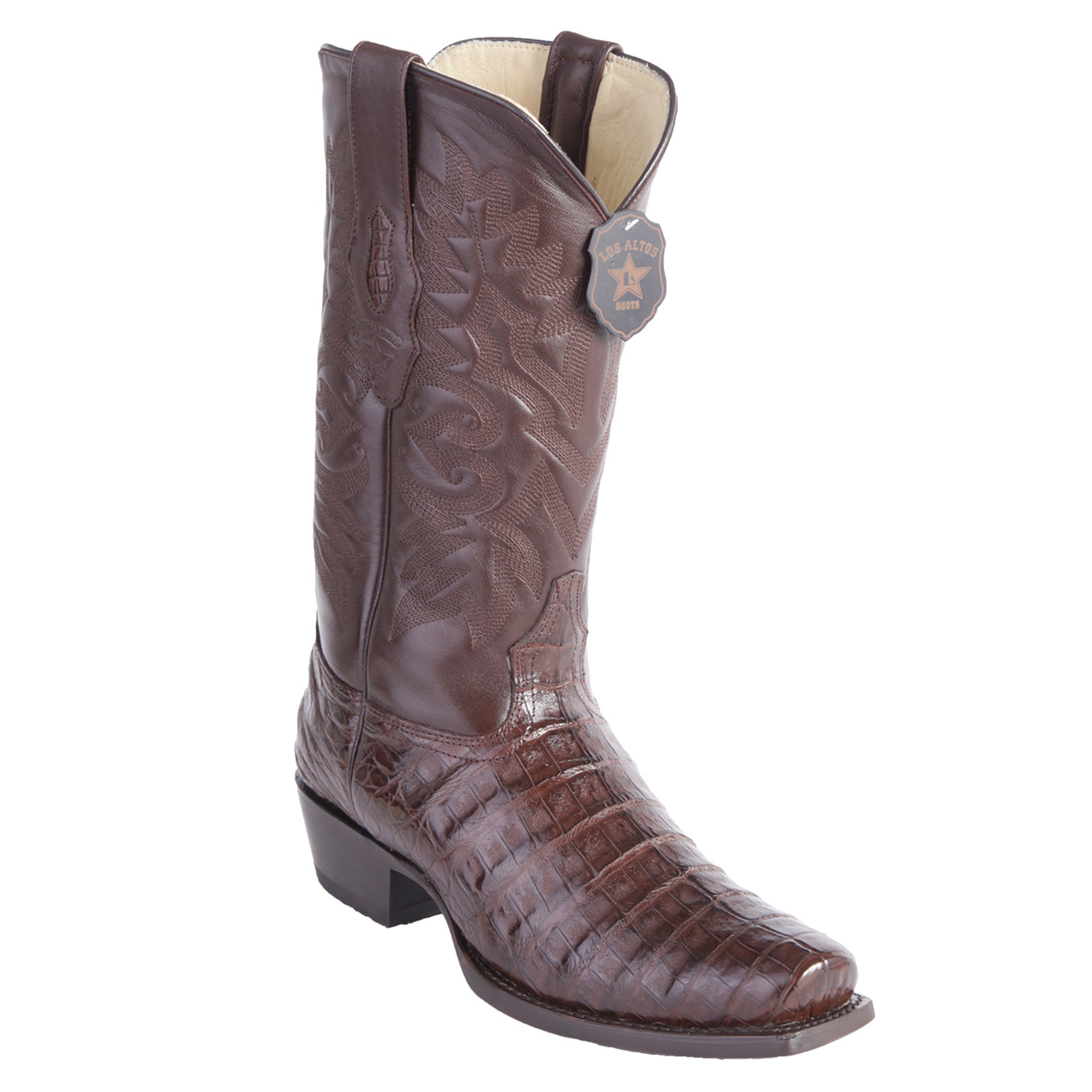 Los Altos Belly 7 Toe Brown Caiman Boots-New Designer Collection - 6