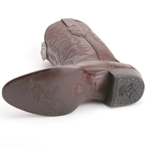 Los Altos Brown Snip Toe Boots Genuine Teju Lizard Skin