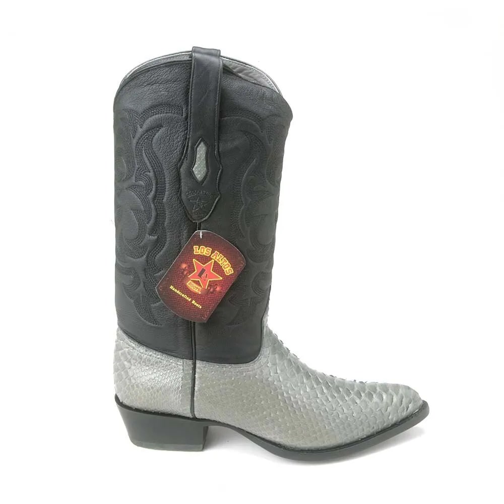 J Toe Cowboy Boots - J Toe Western Boots - Los Altos Grey J-Toe Genuine Python - 8