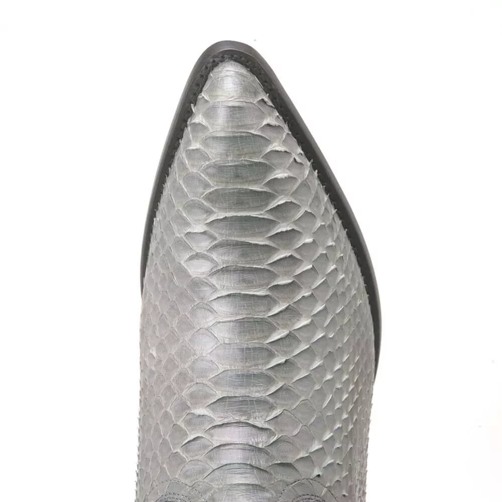 J Toe Cowboy Boots - J Toe Western Boots - Los Altos Grey J-Toe Genuine Python - 8