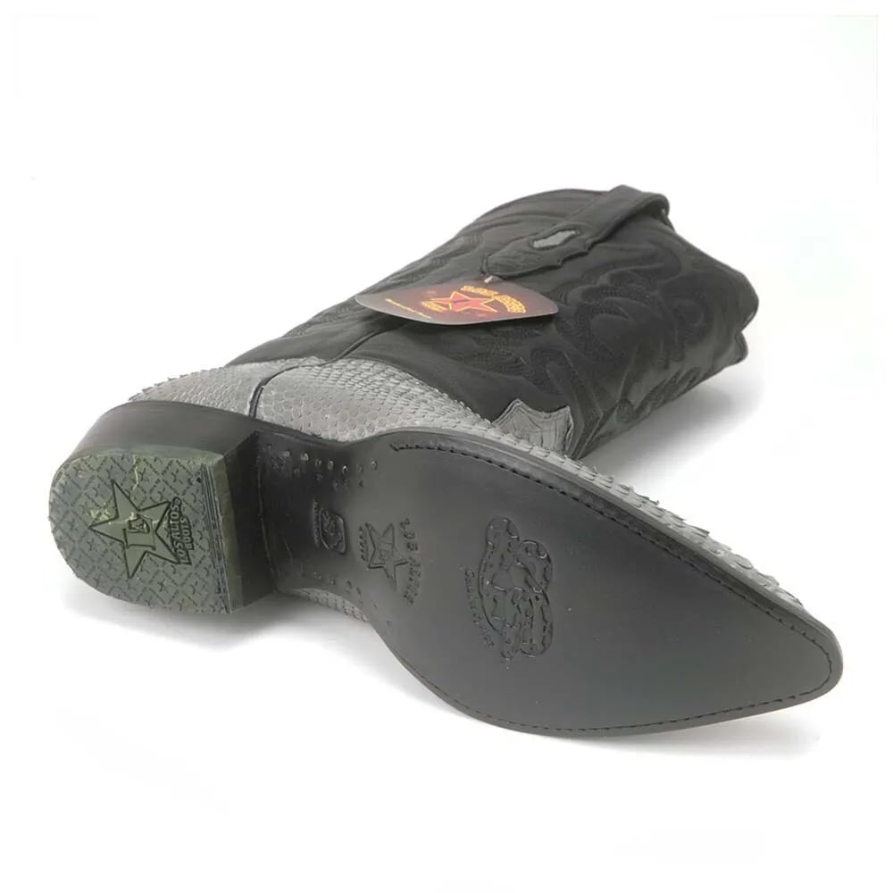 J Toe Cowboy Boots - J Toe Western Boots - Los Altos Grey J-Toe Genuine Python - 8