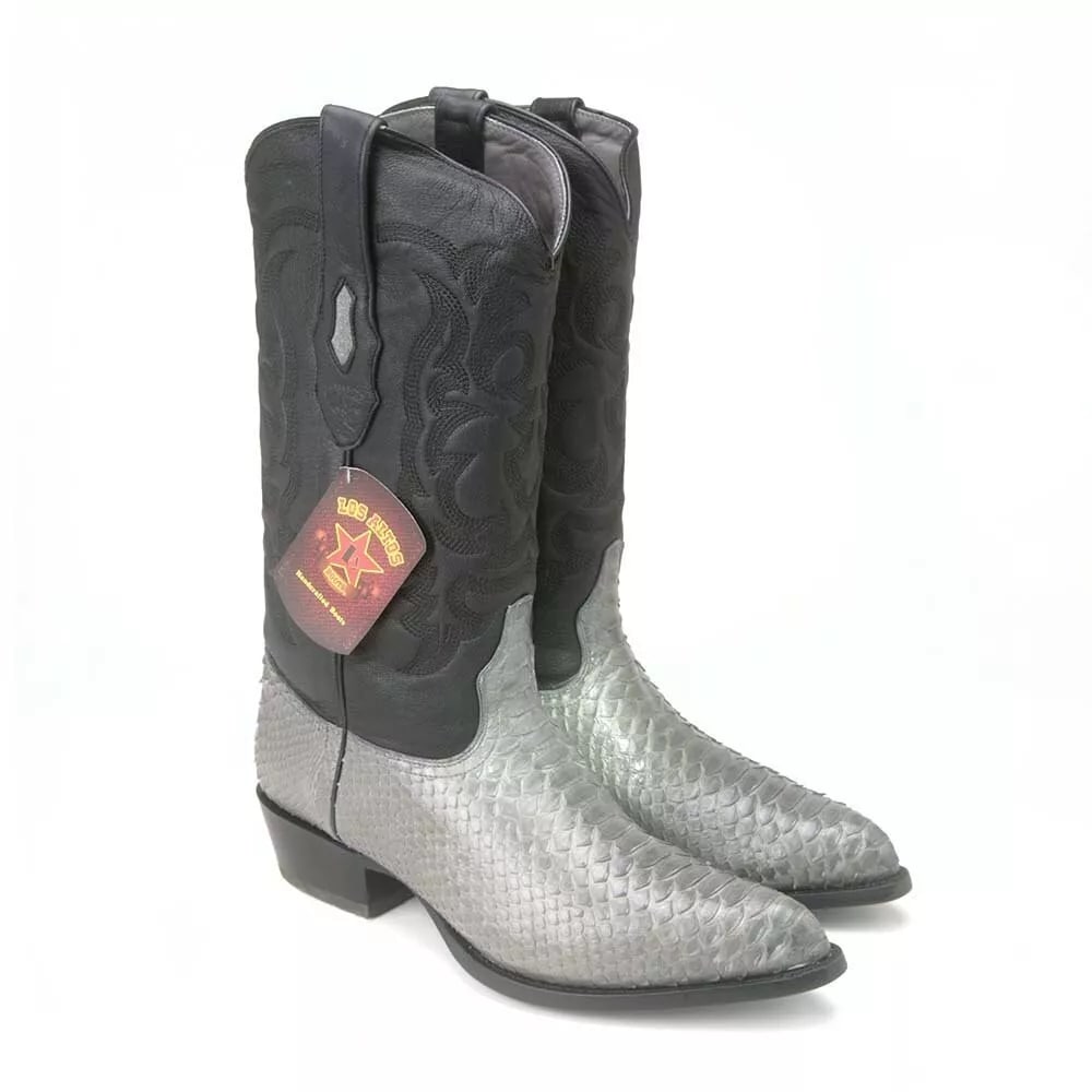 J Toe Cowboy Boots - J Toe Western Boots - Los Altos Grey J-Toe Genuine Python - 8