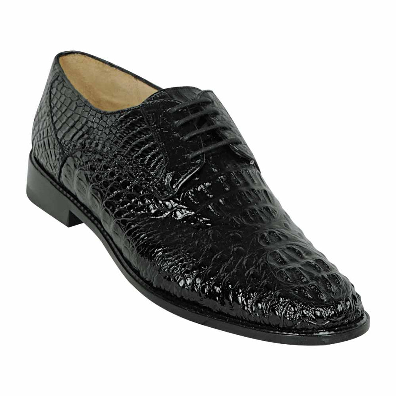 Los Altos Caiman Hornback Plain Toe Black Shoes - 9