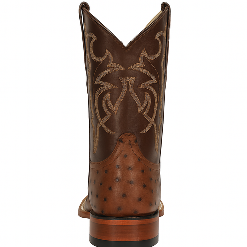 Men's Los Altos Ostrich Skin Wide Square Toe Boots - B-New Designer Collection