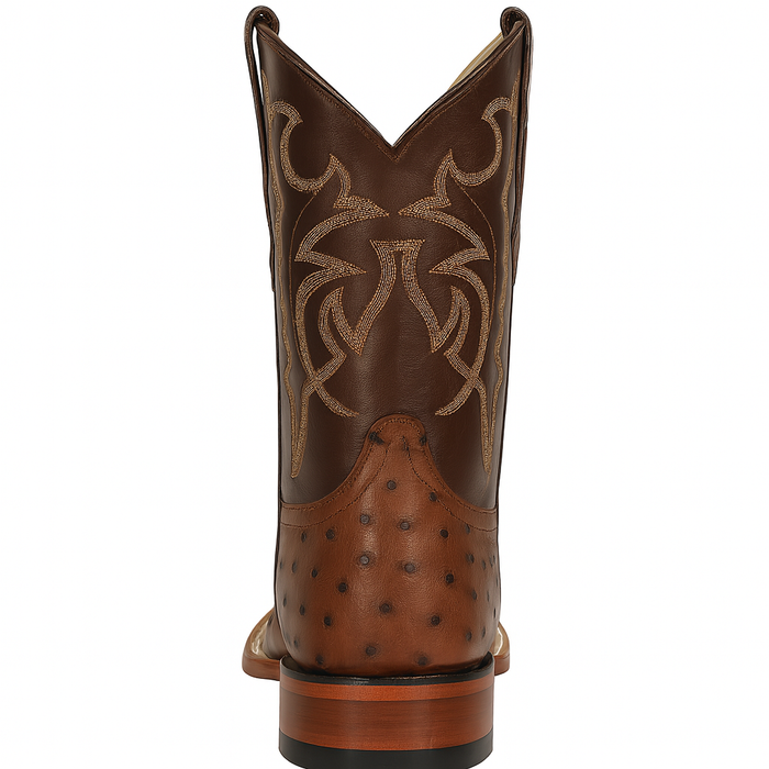 Men's Los Altos Ostrich Skin Wide Square Toe Boots - B-New Designer Collection