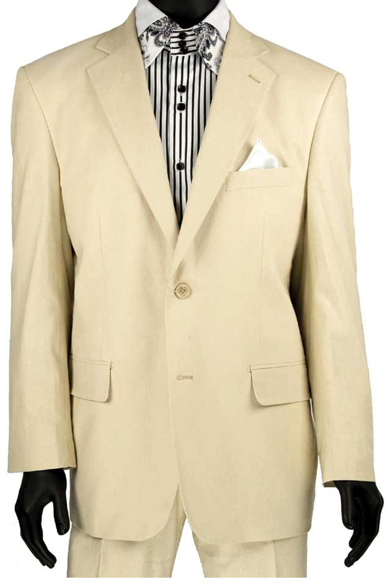 Mens 2 Button Linen Summer Suit in Natural - 36 Short