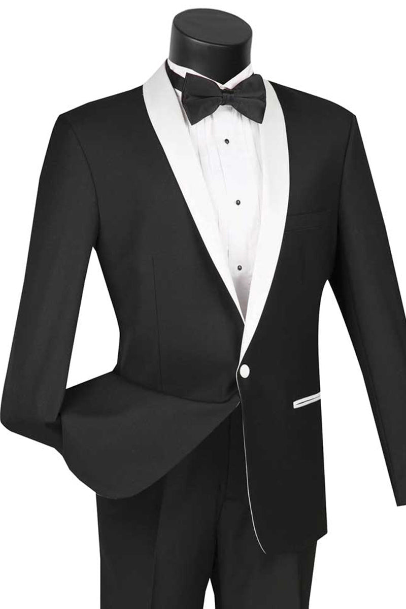 Mens Modern Shawl Tuxedo in Black & White - 36 Short