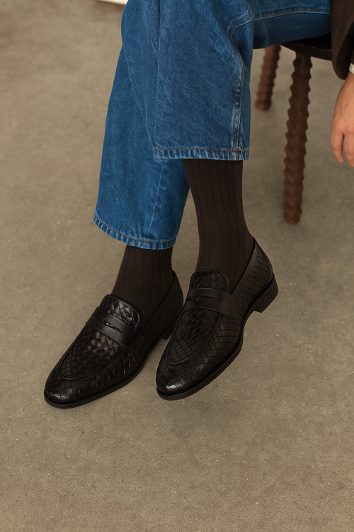 Belvedere Luca Black Genuine Alligator Leather Oxford