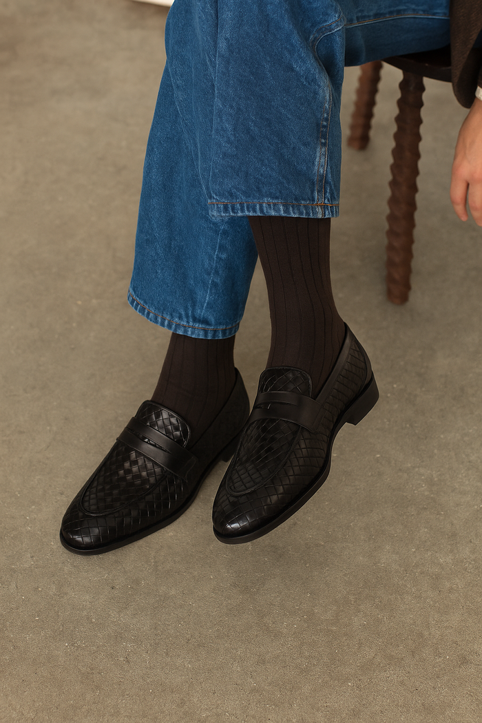 Belvedere Luca Black Genuine Alligator Leather Oxford