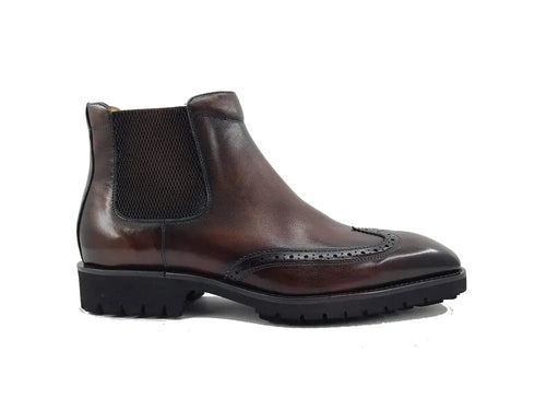 Carrucci Lug Sole Chelsea Boot with Wingtip Toe
