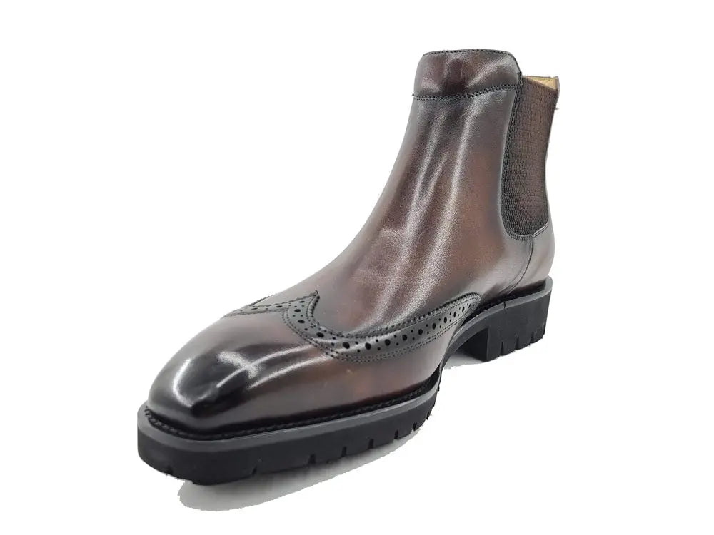 Carrucci Lug Sole Chelsea Boot with Wingtip Toe - 8