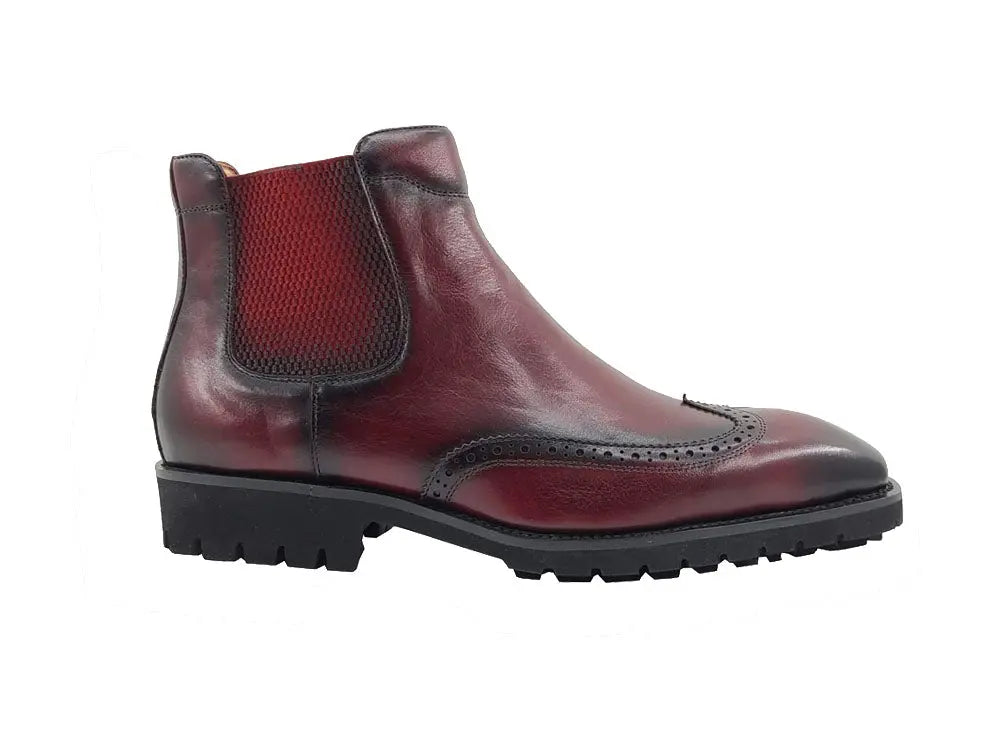Carrucci Lug Sole Chelsea Boot with Wingtip Toe - 8