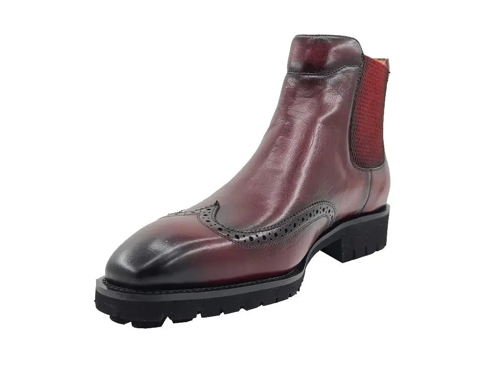 Carrucci Lug Sole Chelsea Boot with Wingtip Toe - 8