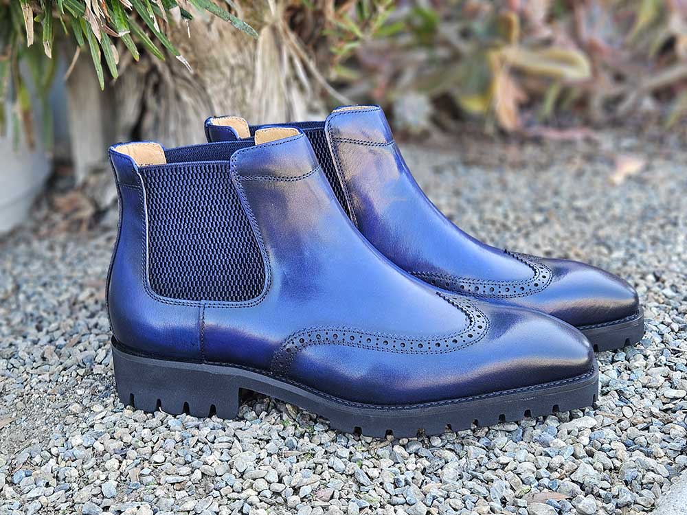 Lug Sole Chelsea Boot with Wingtip Toe - 7.5