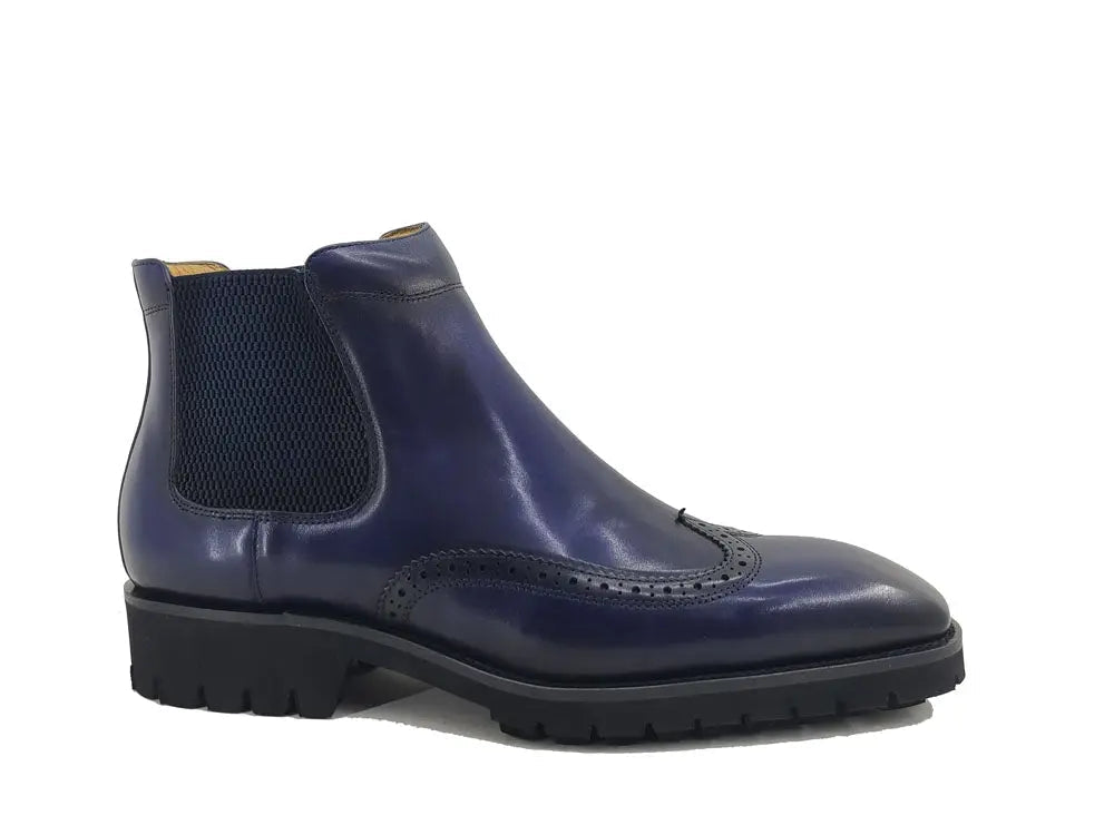 Carrucci Lug Sole Chelsea Boot with Wingtip Toe - 8