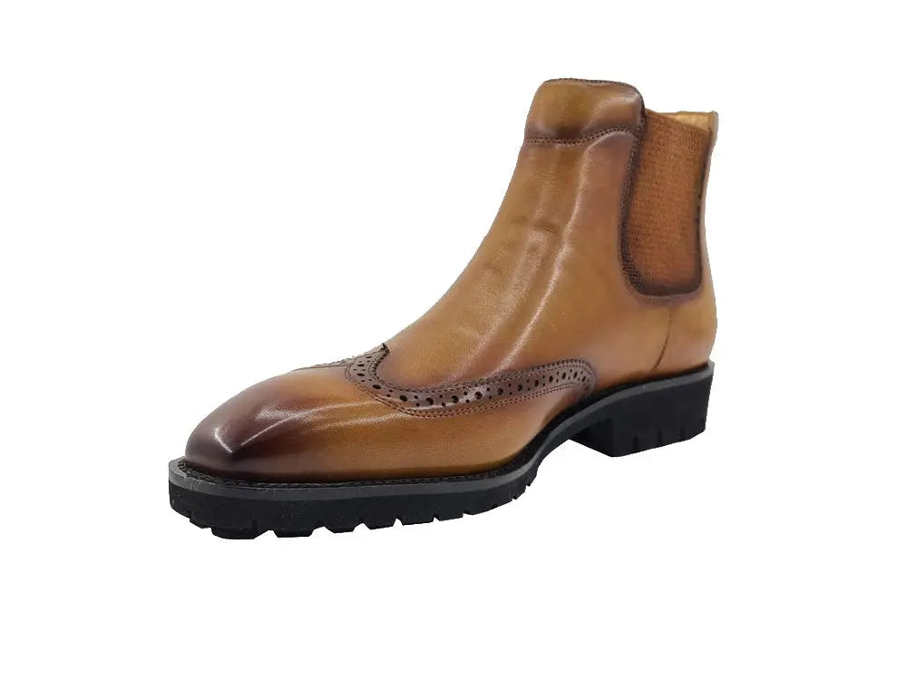 Carrucci Lug Sole Chelsea Boot with Wingtip Toe - 8
