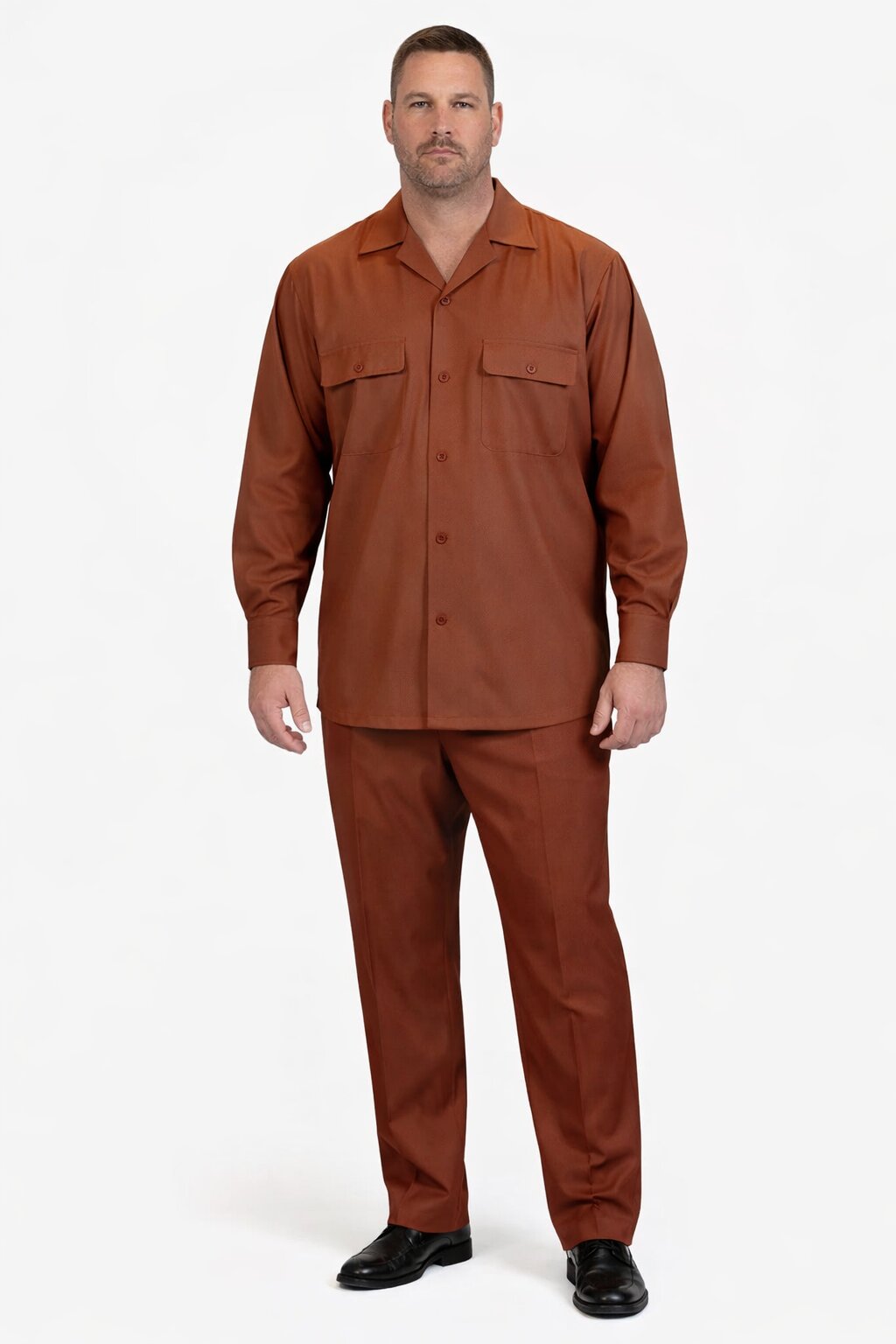 Mens Luxury Copper Wool Two-Piece Leisure Walking Suit - Small