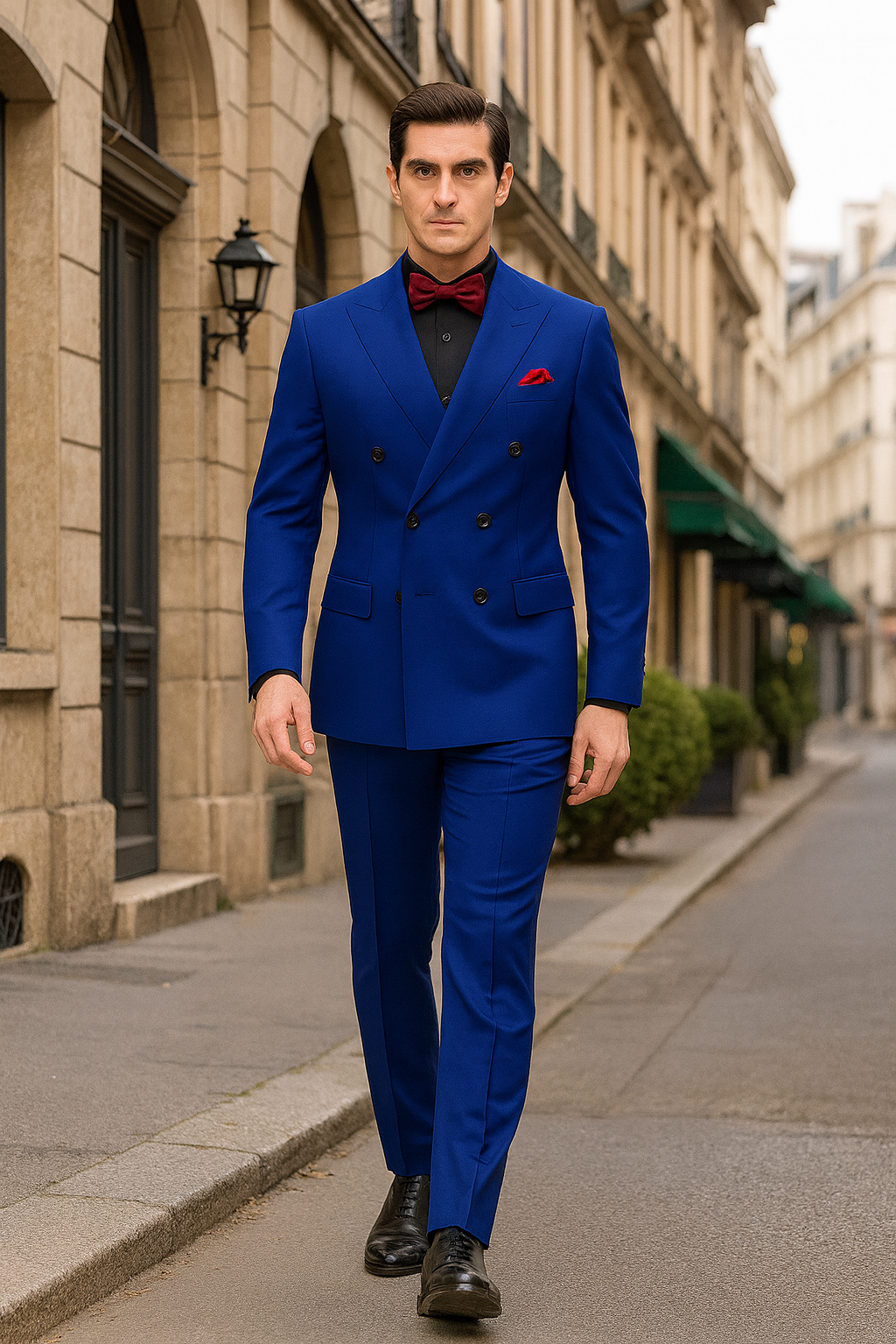 Ultra Slim Fit Double Breasted Royal Suit - Narrow Leg Pants - Gucci Cut - Tapered Jacket - 38 Short Jacket+32 Waist Adjustable 28to34)(Height: 5 4 to5 7 )(Neck  15-16.5)S-M)