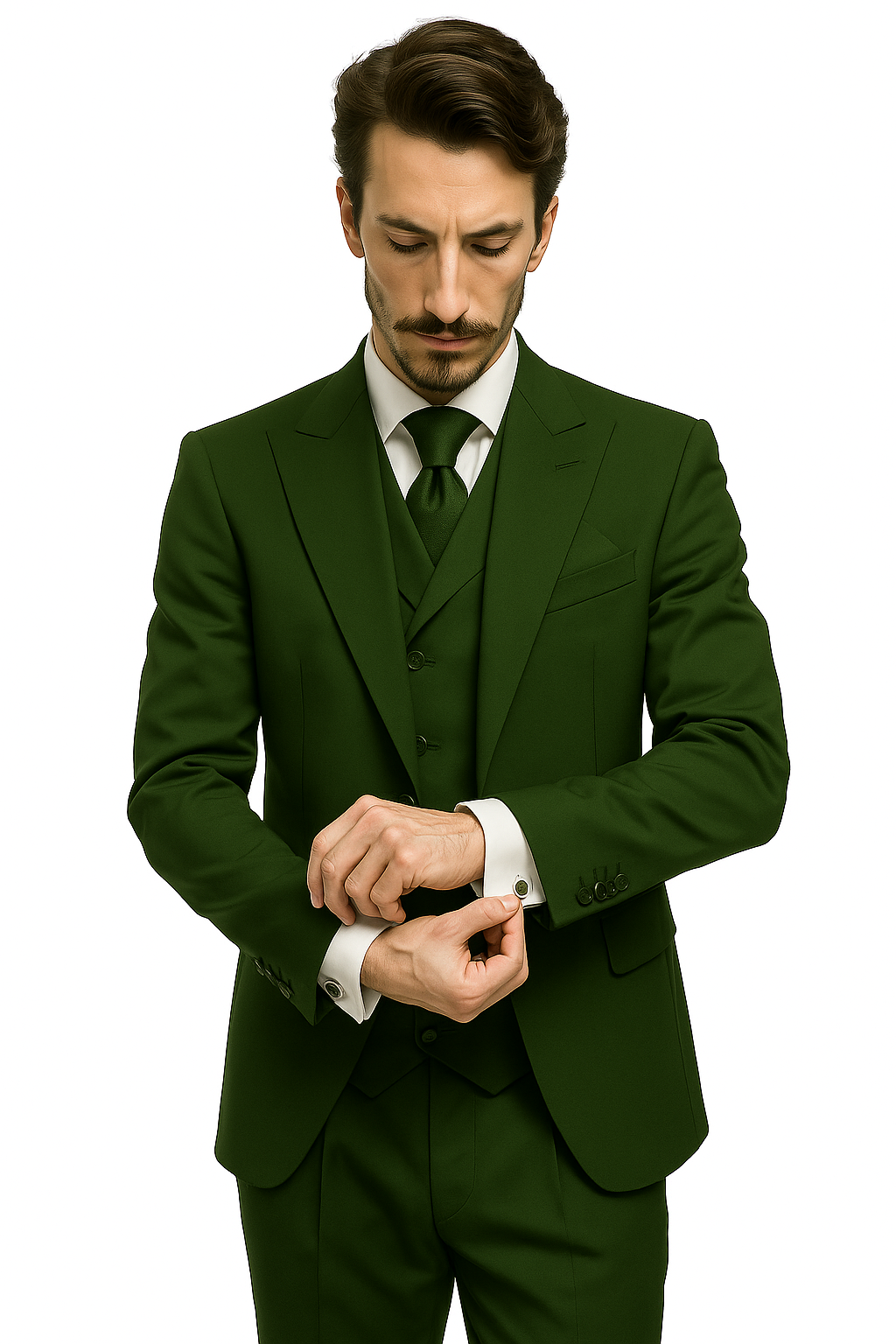 Mens 1930s Suits - Hunter Green Suit - 38 Short Jacket+32 Waist Adjust 28to34)(Height: 5 4 to5 7 )(Neck  15-16.5)S-M)