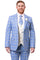 Men's Modern Fit Peak Lapel Contrasting Vest Suit in Light Blue Windowpane Plaid