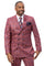 Men's Double Breasted Fashion Suit in Light Burgundy Windowpane Plaid
