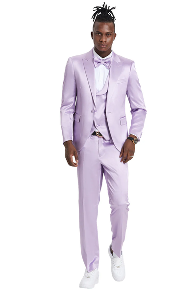 Mens Easter Suit - Jacket and Pants in Summer Color Lavender Modern Fit Light Weight
