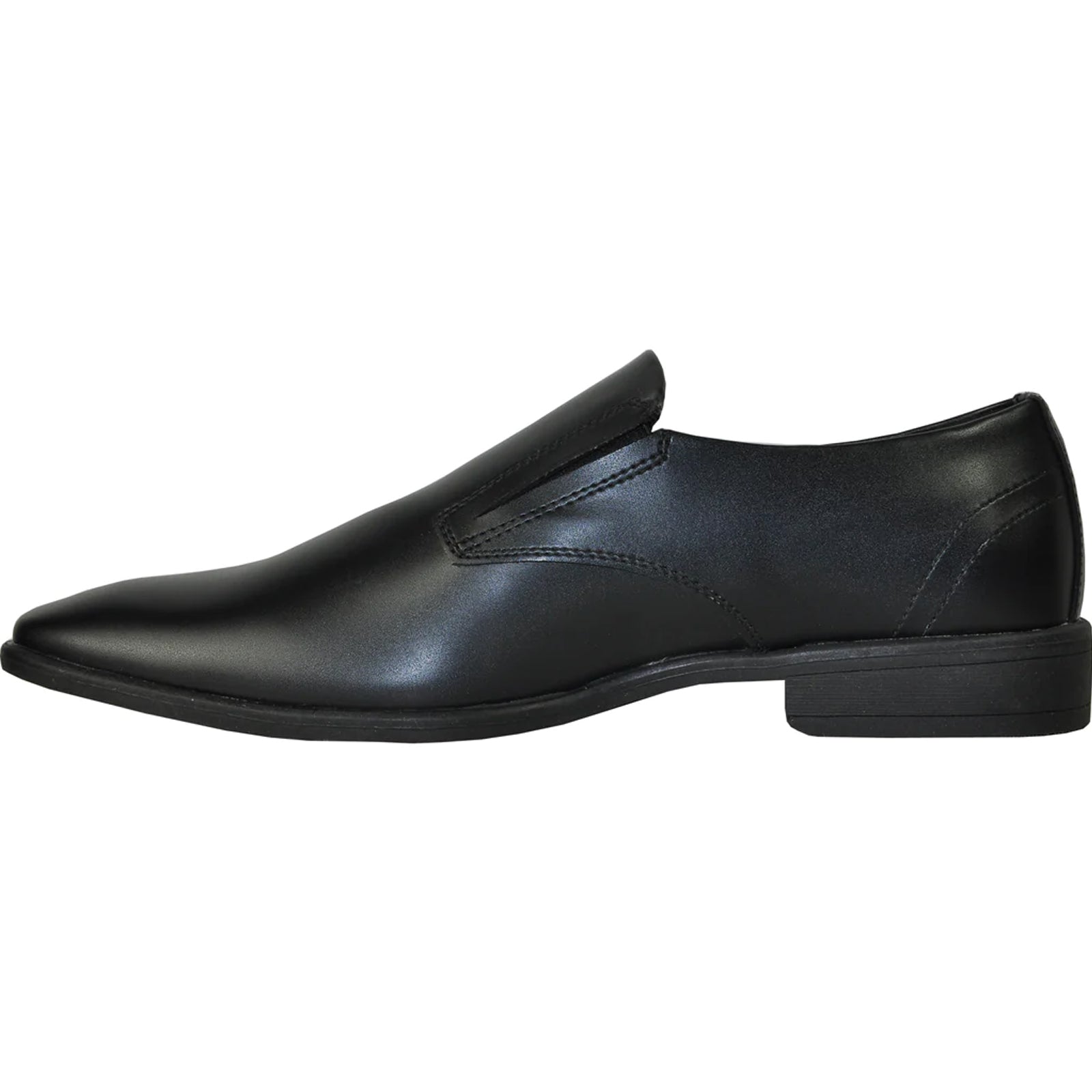 "Black Square Toe Dress Loafer - Men's Plain Pointy Style"