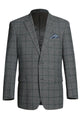 "Classic Fit Wool Sport Coat Blazer for Men - Two Button, Brown & Olive Green Windowpane Plaid"