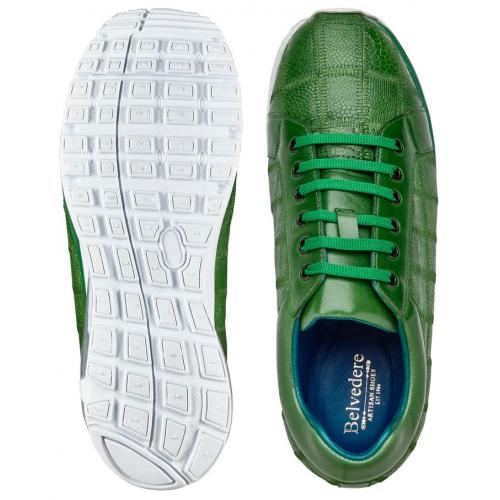 Belvedere Magnus Emerald Green Genuine Ostrich Leg Casual Sneakers - 6