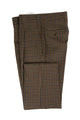 Tiglio Luxe Camel with Navy Check Semi-Wide Leg Wool Marbella Dress Pants TL5547