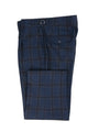 Tiglio Luxe Blue with Brown Windowpane Semi-Wide Leg Wool Marbella Dress Pants TL8101