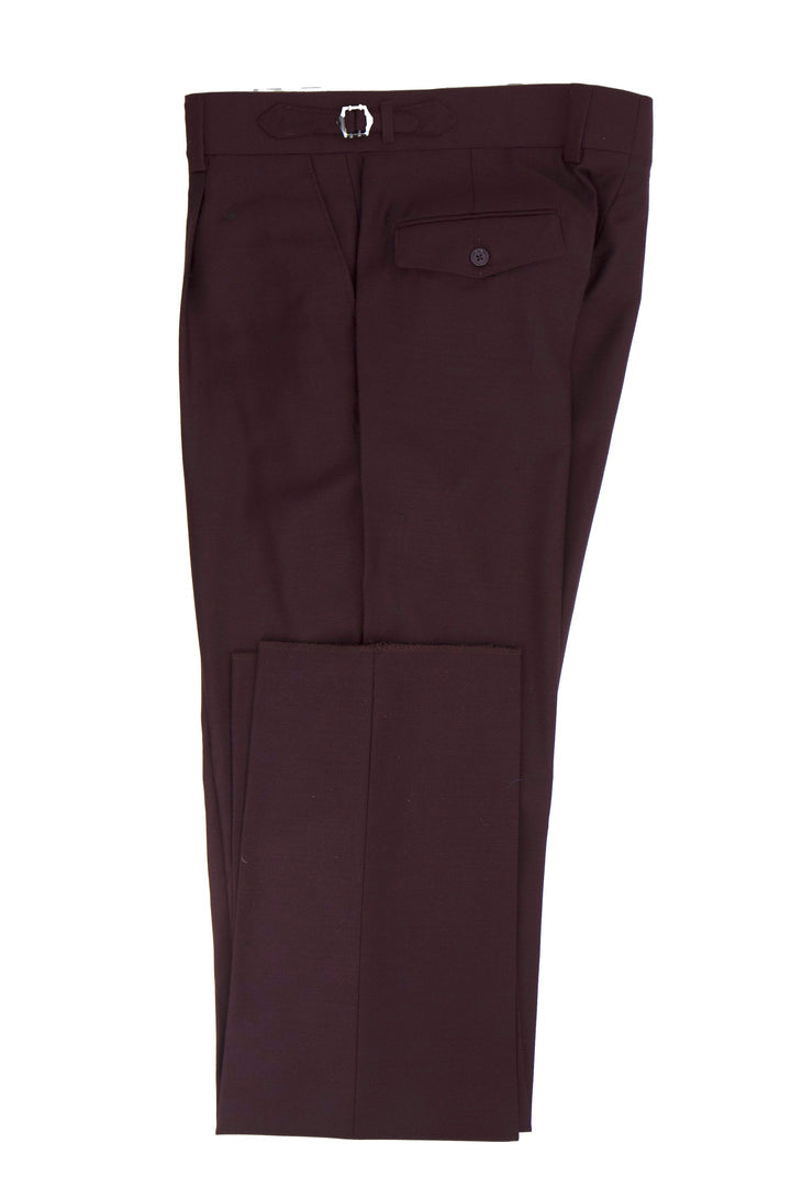 Tiglio Luxe Burgundy Semi-Wide Leg Wool Marbella Dress Pants - 32
