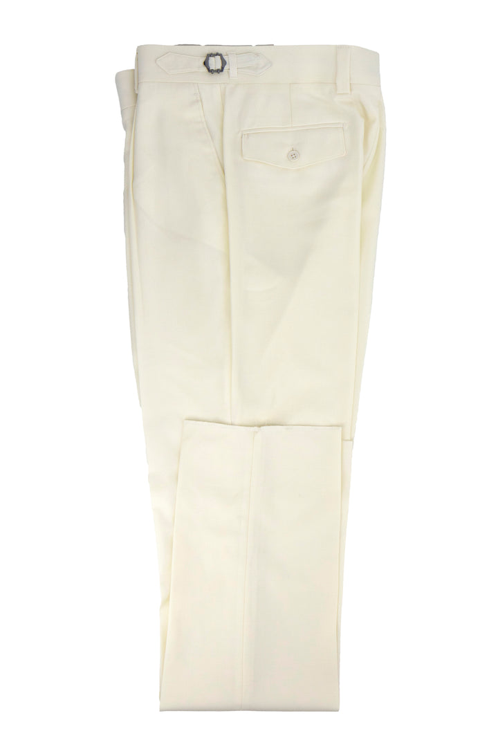 Tiglio Luxe Offwhite Semi-Wide Leg Wool Marbella Dress Pants - 32