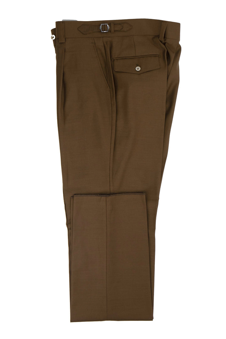 Tiglio Luxe Tobacco Semi-Wide Leg Wool Marbella Dress Pants - 32
